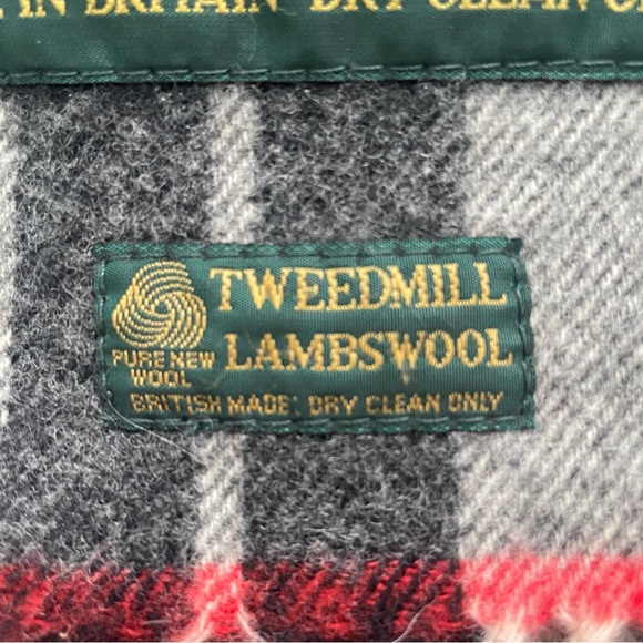 Vintage Tweedmill 100% lambswool made in Britain large plaid wrap scarf - Picture 3 of 7